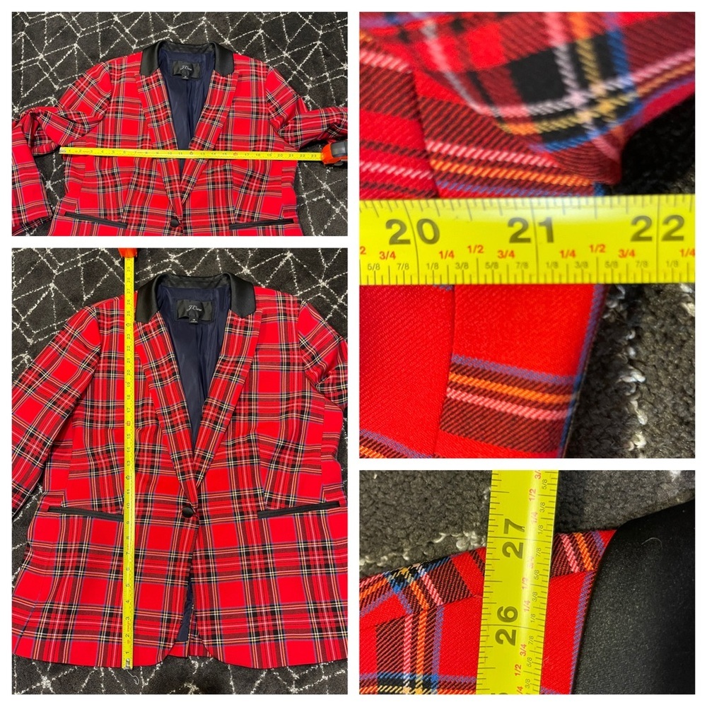 J Crew Parke Plaid Blazer Jacket in Steward Tartan Red Wool - Picture 6 of 10